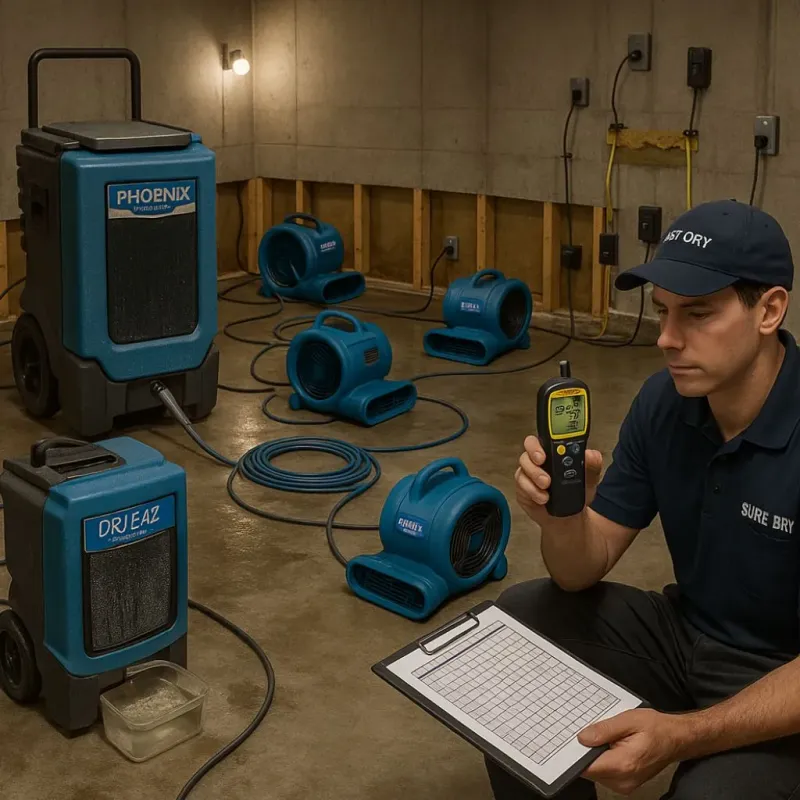 Structural Drying and Dehumidification process in South Pasadena, CA